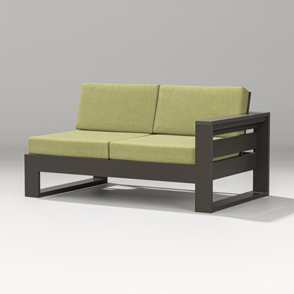 PW Designer Series Latitude Modular Right Arm Loveseat in Vintage Coffee / Chartreuse Boucle