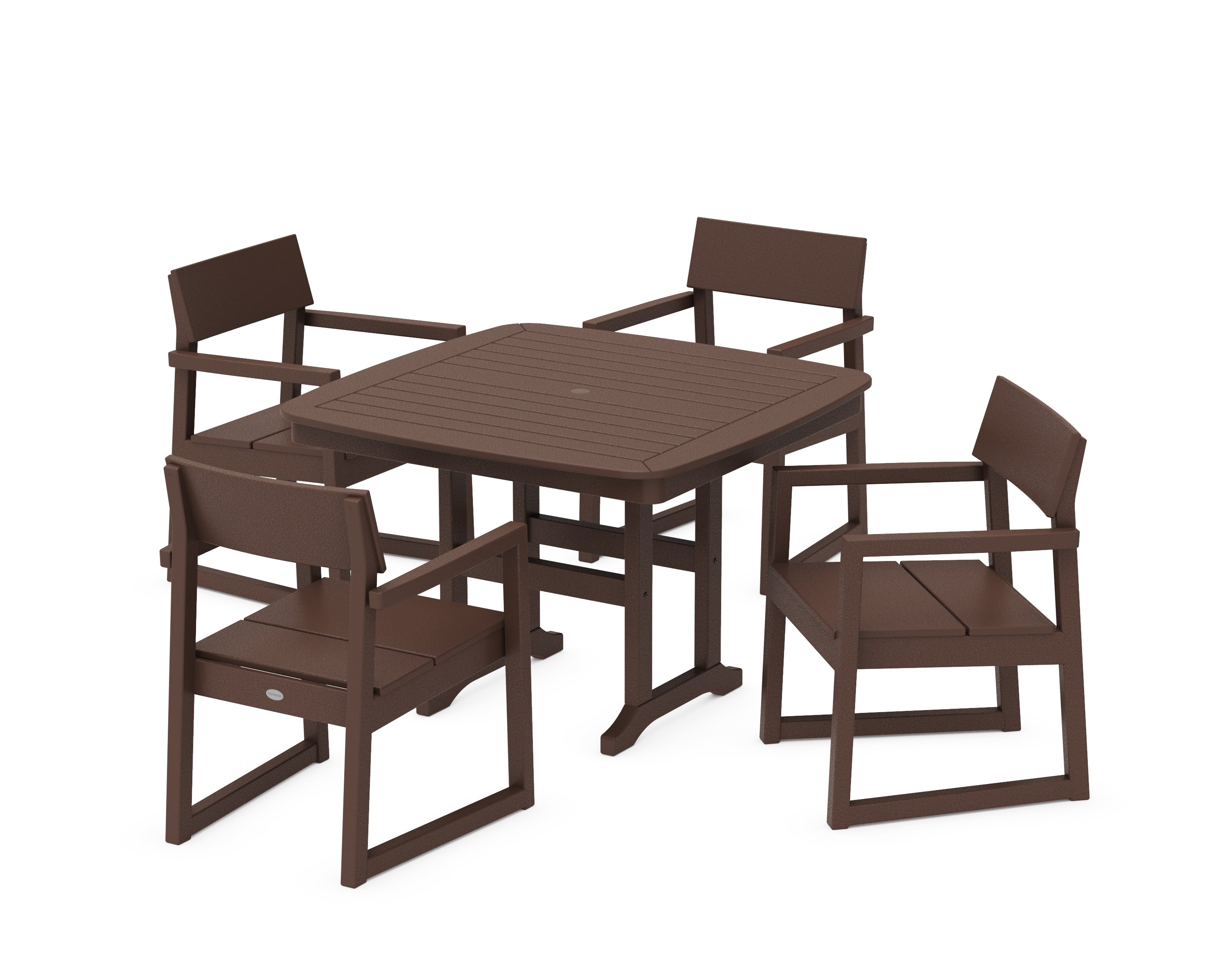 POLYWOOD® EDGE 5-Piece Dining Set with Trestle Legs in Mahogany
