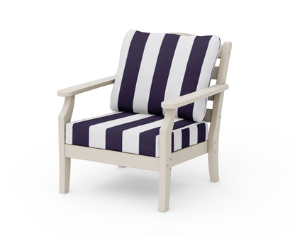 Draper James™ by  POLYWOOD® Savannah Deep Seating Chair in Sand / Cabana Stripe Navy
