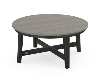 POLYWOOD® Newport 36" Round Coffee Table in Black / Driftwood