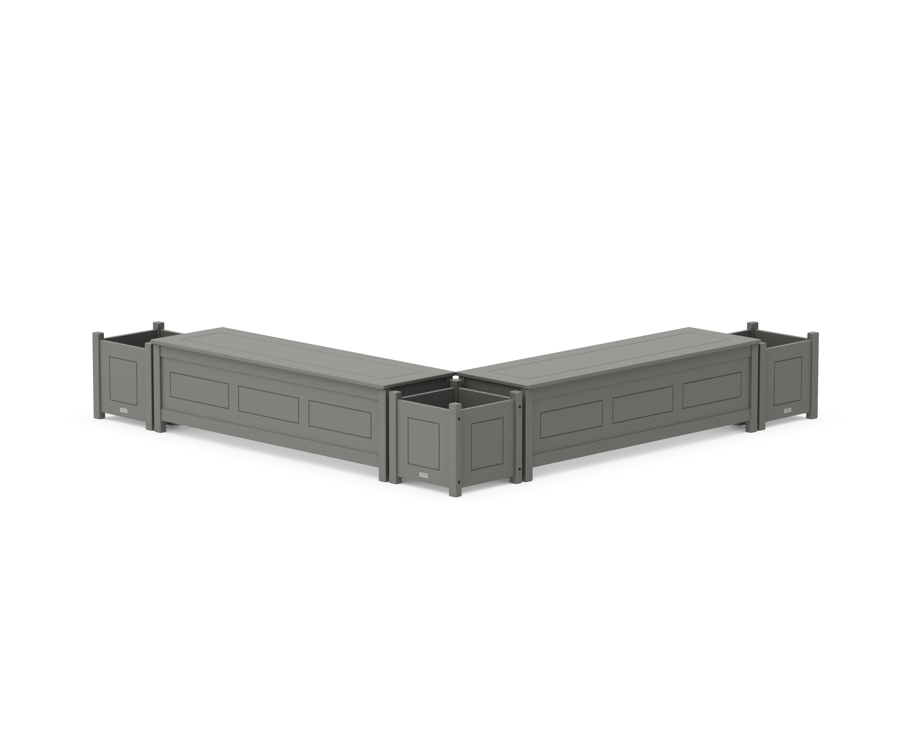 Country Living 60" Country Living L- Shaped Planter Storage Bench Corner Set in Slate Grey