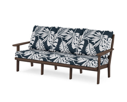 POLYWOOD® Mission Deep Seating Sofa in Mahogany / Leaf Marine Indigo