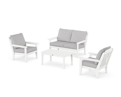 Country Living Cottage 4-Piece Deep Seating Set with Loveseat in White / Granite
