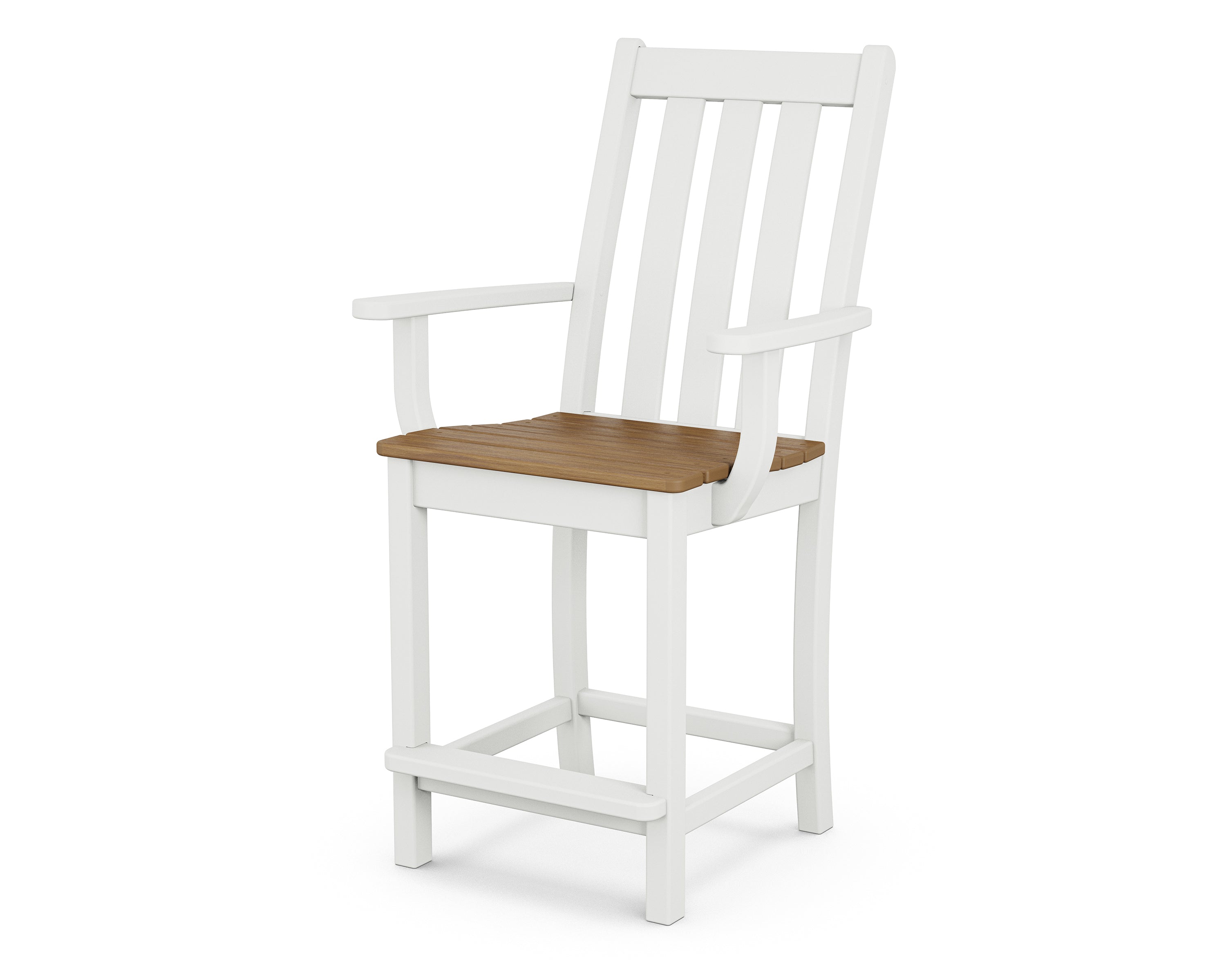 POLYWOOD® Vineyard Counter Arm Chair in White / Natural