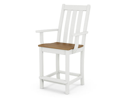 POLYWOOD® Vineyard Counter Arm Chair in White / Natural