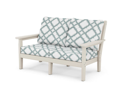 POLYWOOD® Chippendale Deep Seating Loveseat in Sand / Trellis Glacier Spa