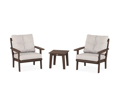 POLYWOOD® Prairie 3-Piece Deep Seating Set in Mahogany / Dune Burlap