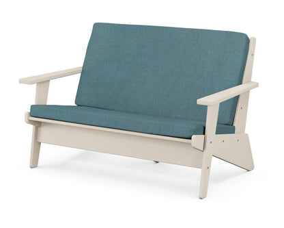 POLYWOOD® Riviera Modern Lounge Loveseat in Sand / Ocean Teal
