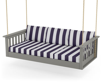 POLYWOOD® Vineyard Daybed Swing in Slate Grey / Cabana Stripe Navy