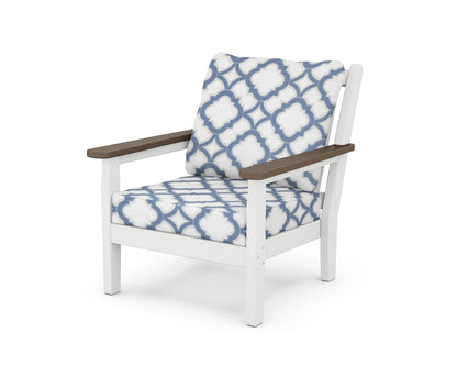 POLYWOOD® Chippendale Deep Seating Chair in White / Kona / Trellis Sky Blue