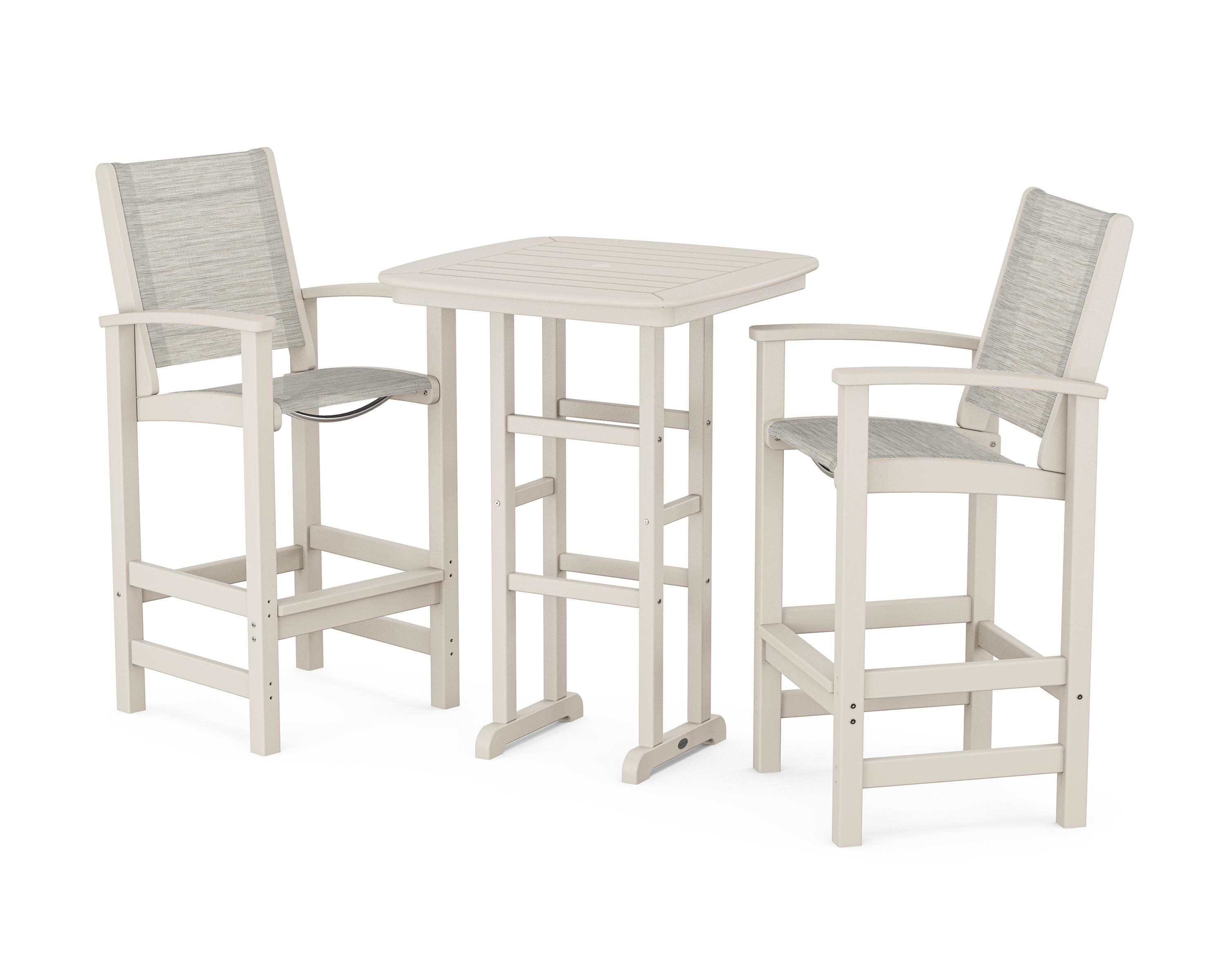 POLYWOOD® Coastal 3-Piece Bar Set in Sand / Birch Sling
