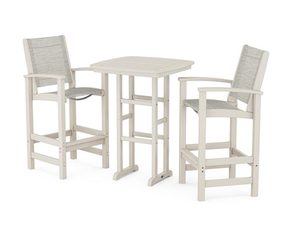 POLYWOOD® Coastal 3-Piece Bar Set in Sand / Birch Sling