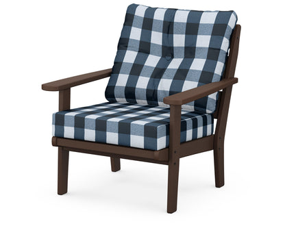 POLYWOOD® Lakeside Deep Seating Chair in Mahogany / Buffalo Plaid Marine Indigo