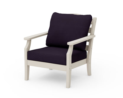 Draper James™ by  POLYWOOD® Savannah Deep Seating Chair in Sand / Navy Linen