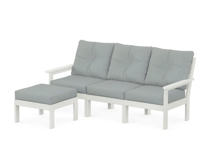 POLYWOOD® Vineyard 4-Piece Sectional with Ottoman in Vintage White / Spa