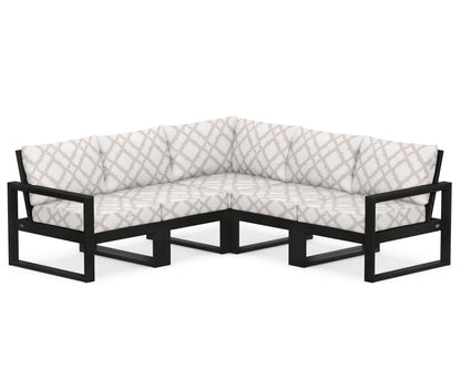 POLYWOOD® EDGE 5-Piece Modular Deep Seating Set in Black / Trellis Dune Burlap
