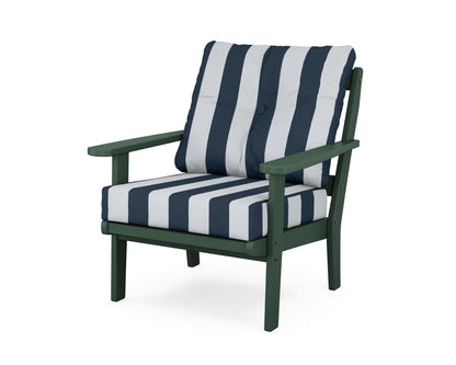 POLYWOOD® Mission Deep Seating Chair in Green / Cabana Stripe Marine Indigo