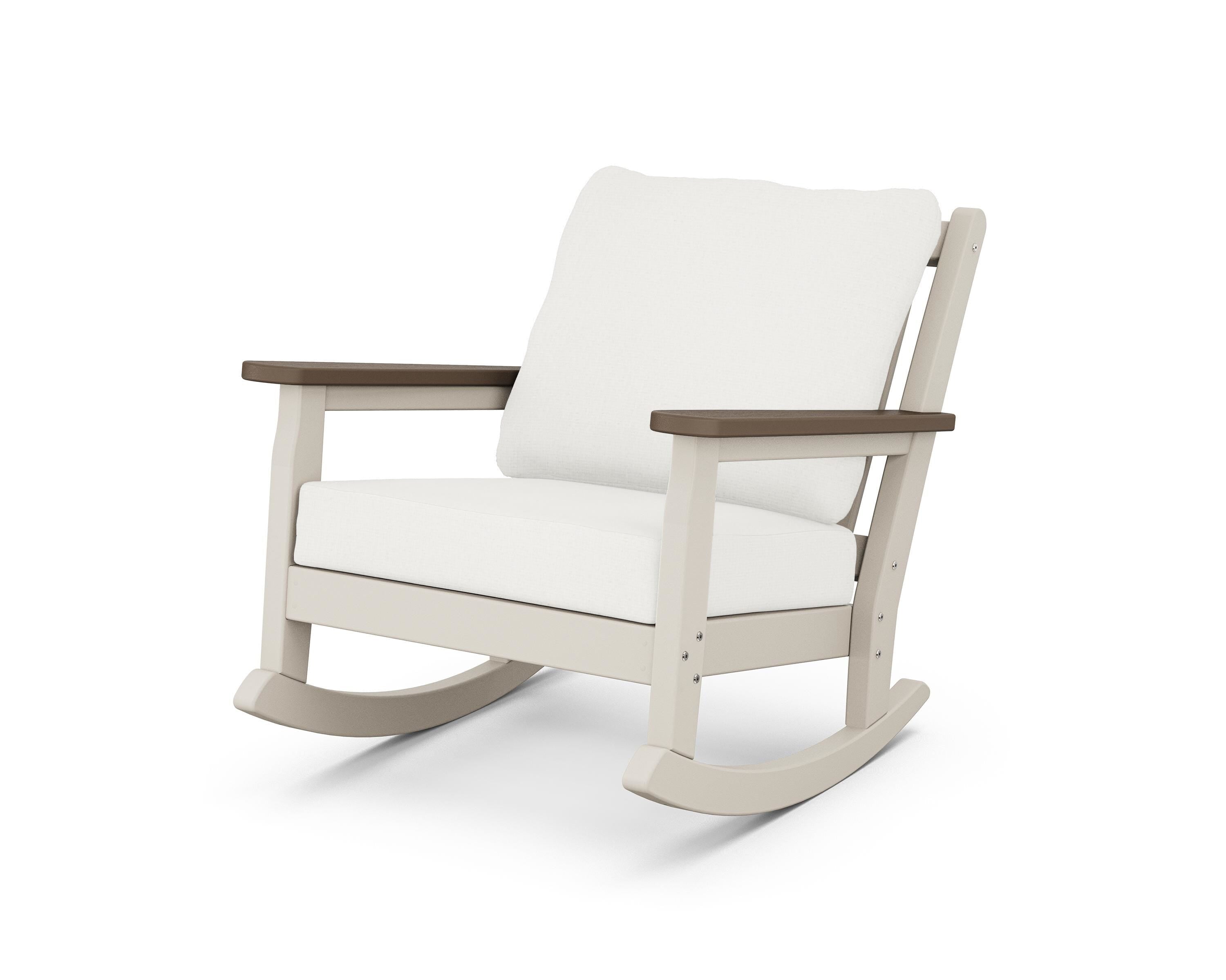 POLYWOOD® Chippendale Deep Seating Rocking Chair in Sand / Kona / Natural Linen