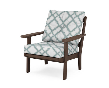 POLYWOOD® Oxford Deep Seating Chair in Mahogany / Trellis Glacier Spa