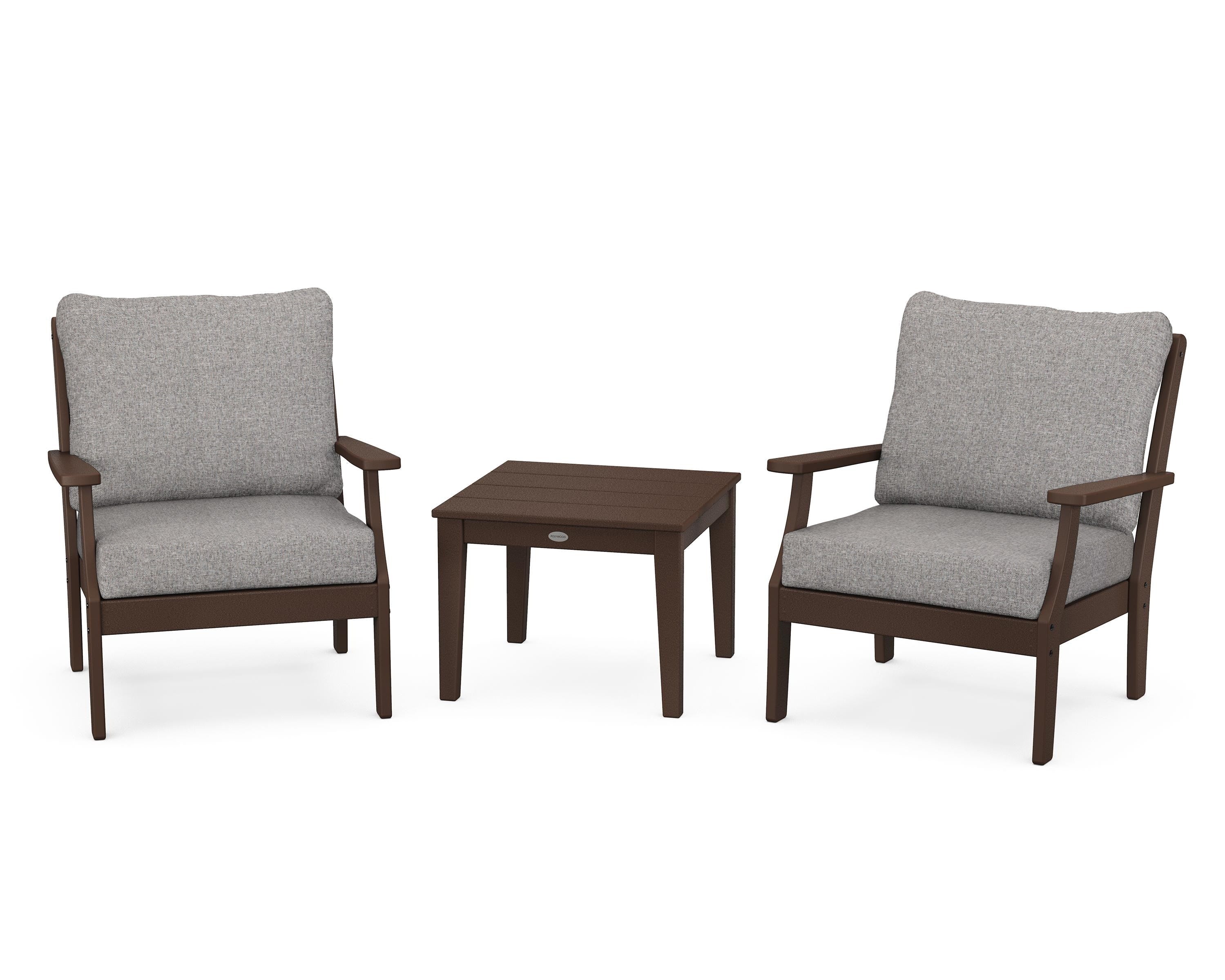 POLYWOOD® Braxton 3-Piece Deep Seating Set in Mahogany / Grey Mist