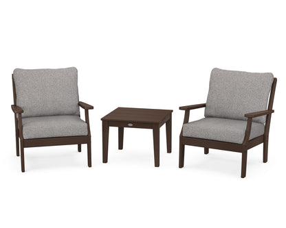 POLYWOOD® Braxton 3-Piece Deep Seating Set in Mahogany / Grey Mist