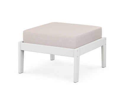 Unbranded Deep Seating Ottoman in White / Dune Burlap