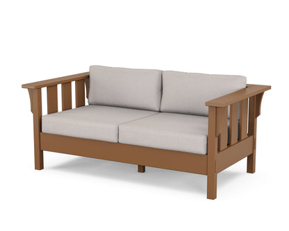 Martha Stewart by POLYWOOD® Acadia Deep Seating Loveseat in Teak / Dune Burlap