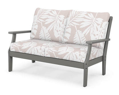 POLYWOOD® Braxton Deep Seating Loveseat in Slate Grey / Leaf Dune Burlap