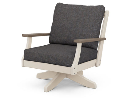 POLYWOOD® Braxton Deep Seating Swivel Chair in Sand / Kona / Ash Charcoal