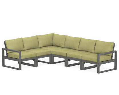 POLYWOOD® EDGE 6-Piece Modular Deep Seating Set in Slate Grey / Chartreuse Boucle