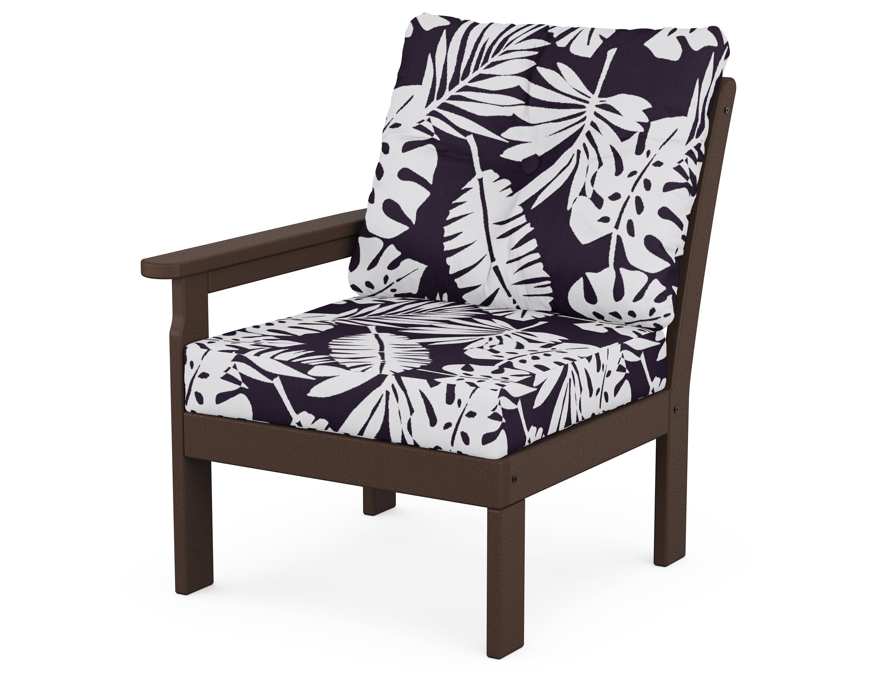 POLYWOOD® Vineyard Modular Left Arm Chair in Mahogany / Leaf Navy