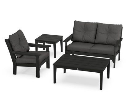POLYWOOD® Vineyard 4-Piece Deep Seating Set in Black / Spectrum Carbon