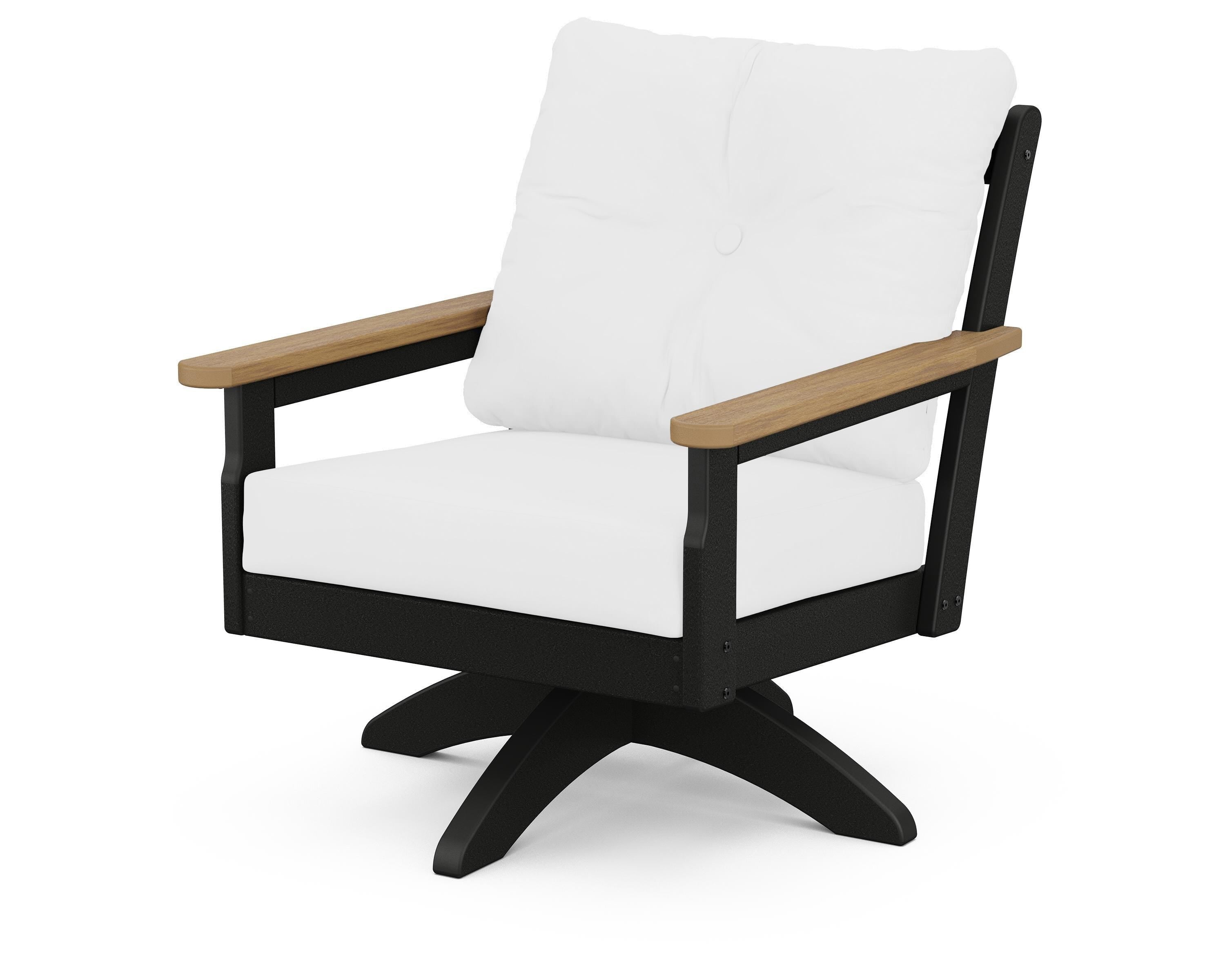 POLYWOOD® Vineyard Deep Seating Swivel Chair in Black / Natural / Natural