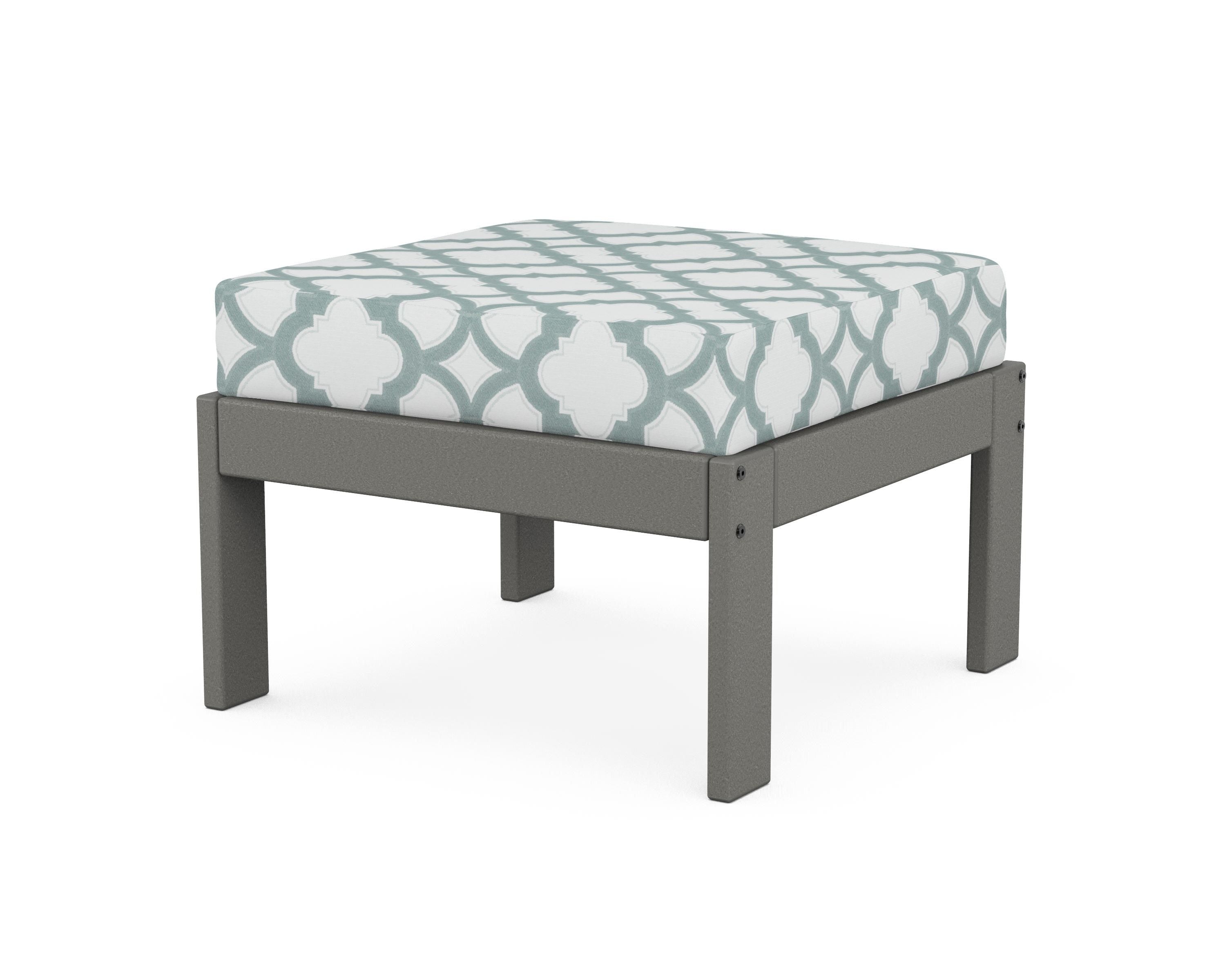 POLYWOOD® Vineyard Modular Ottoman in Slate Grey / Trellis Glacier Spa