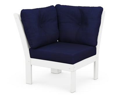 POLYWOOD® Vineyard Modular Corner Chair in White / Navy