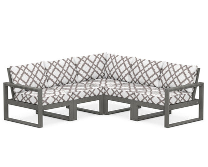 POLYWOOD® EDGE 5-Piece Modular Deep Seating Set in Slate Grey / Trellis Grey Mist