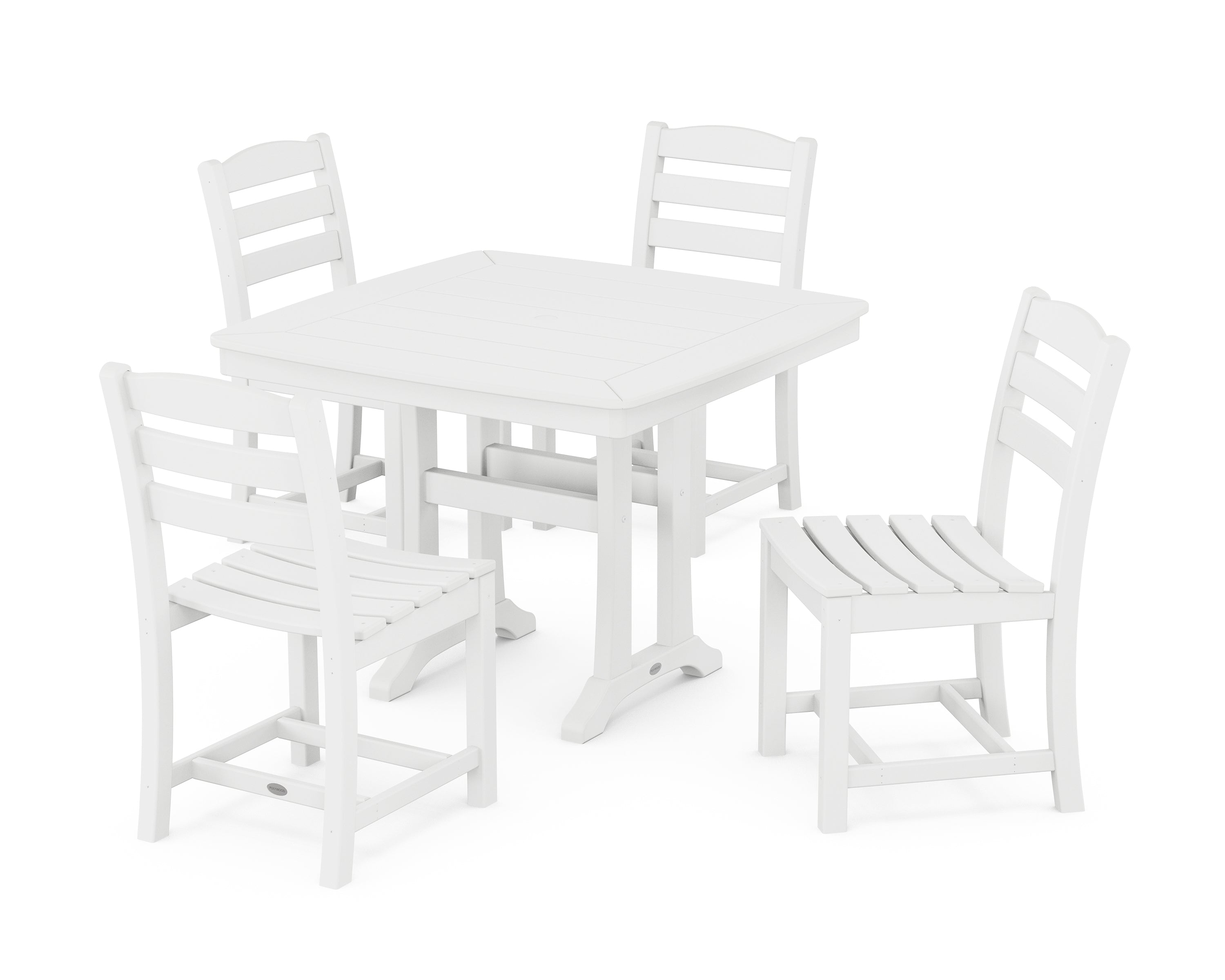 POLYWOOD® La Casa Café Side Chair 5-Piece Dining Set with Trestle Legs in White