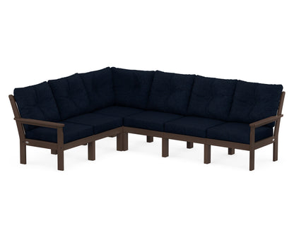 POLYWOOD® Vineyard 6-Piece Sectional in Mahogany / Marine Indigo