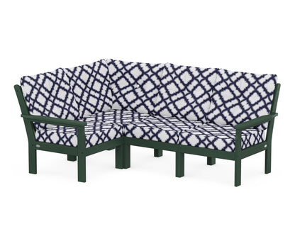 POLYWOOD® Vineyard 4-Piece Sectional in Green / Trellis Navy
