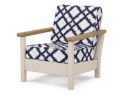 POLYWOOD® Harbour Deep Seating Chair in Sand / Natural / Trellis Navy