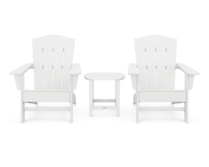 POLYWOOD® Wave 3-Piece Adirondack Chair Set with The Crest Chairs in White