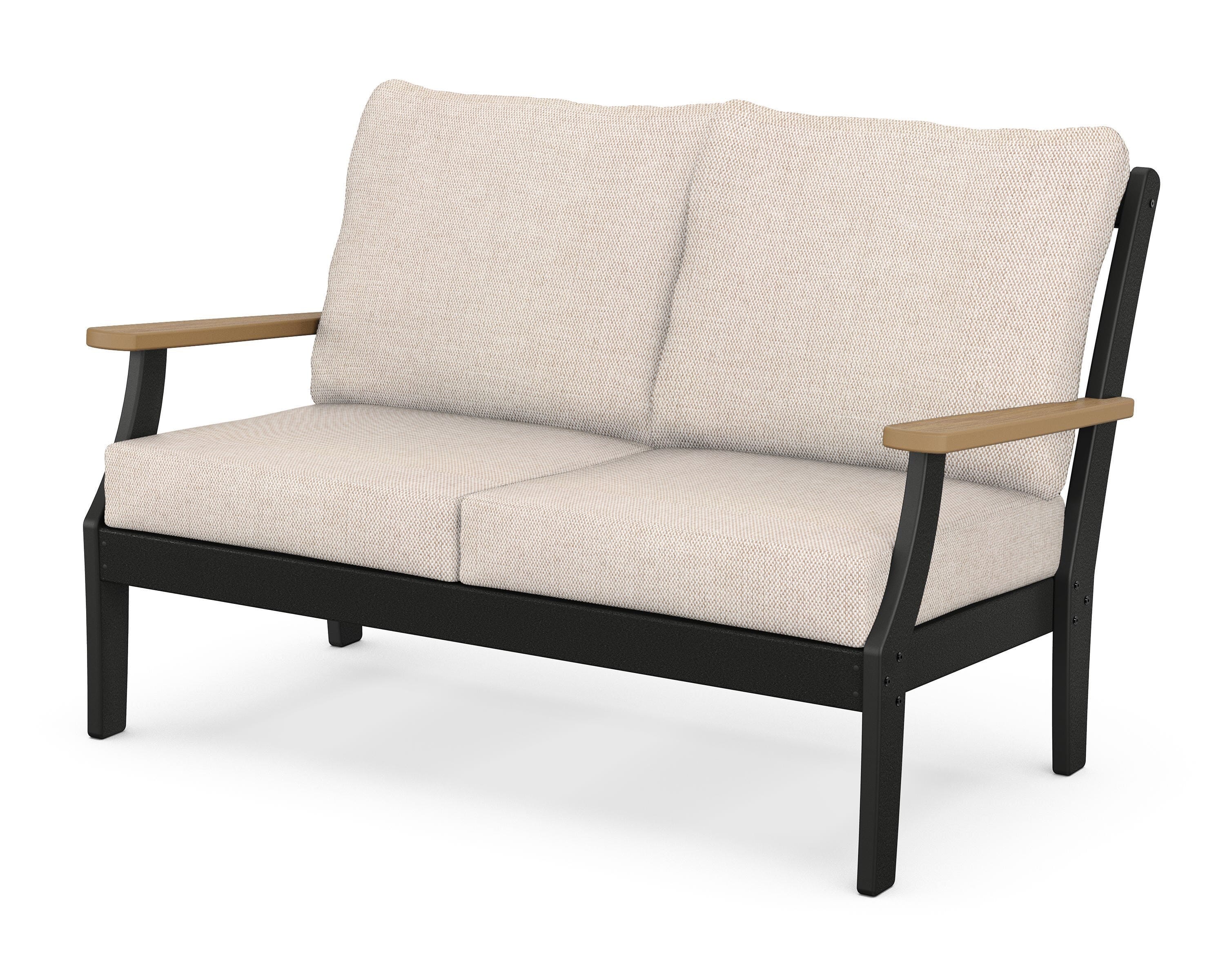 POLYWOOD® Braxton Deep Seating Loveseat in Black / Natural / Blend Linen
