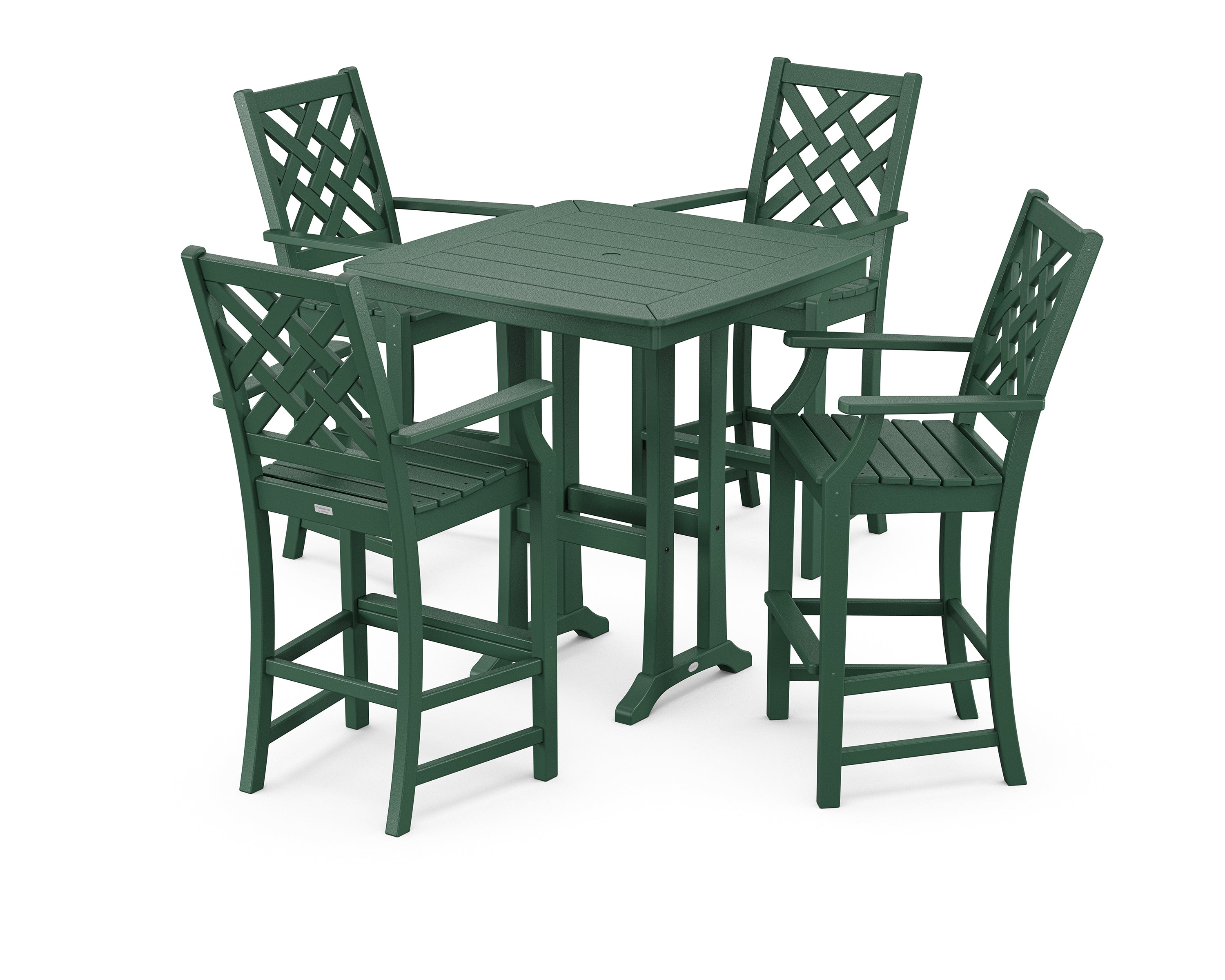 Country Living Wovendale 5-Piece Bar Set with Trestle Legs in Green