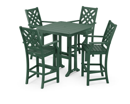 Country Living Wovendale 5-Piece Bar Set with Trestle Legs in Green