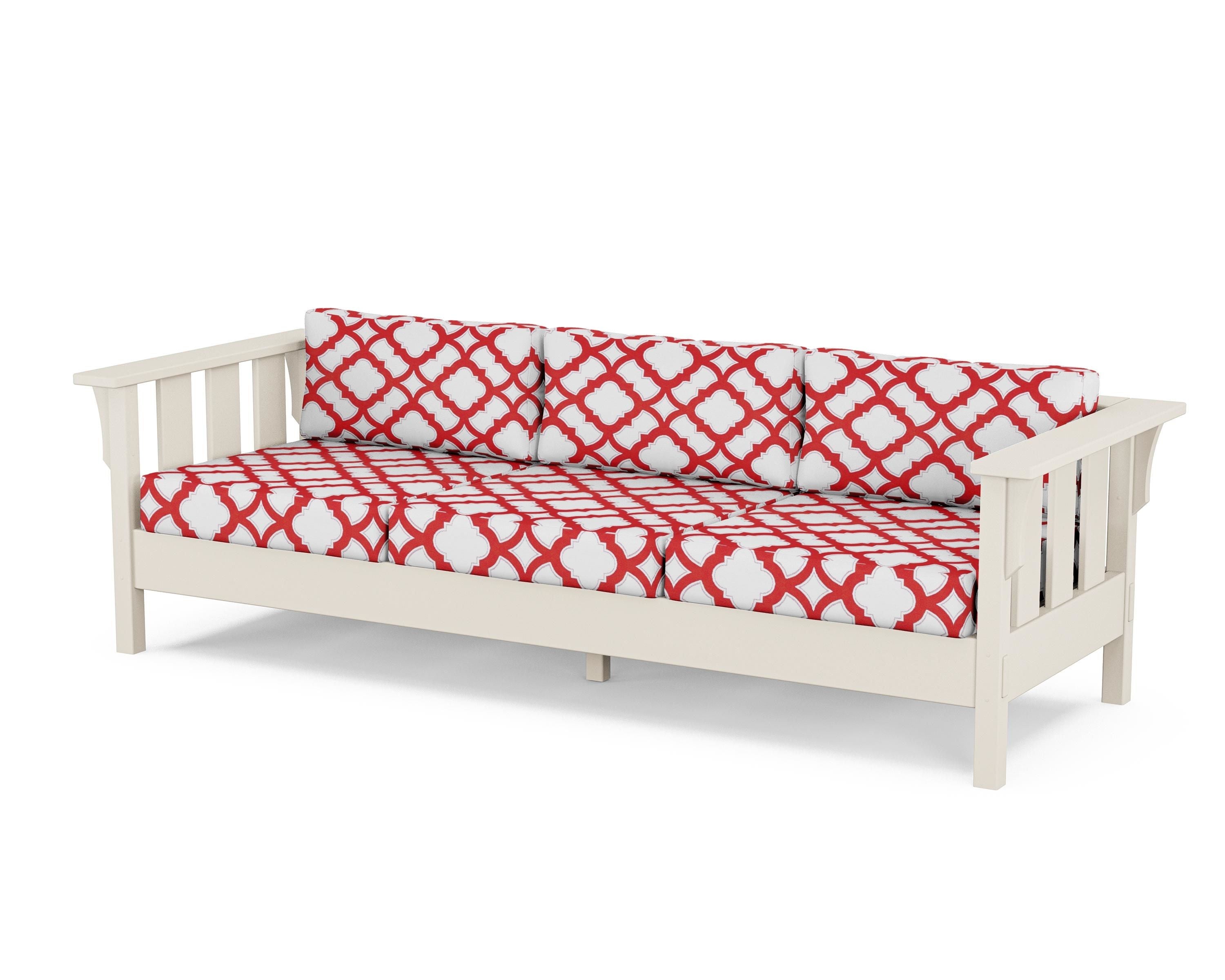 Martha Stewart by POLYWOOD® Acadia Deep Seating Sofa in Sand / Trellis Crimson