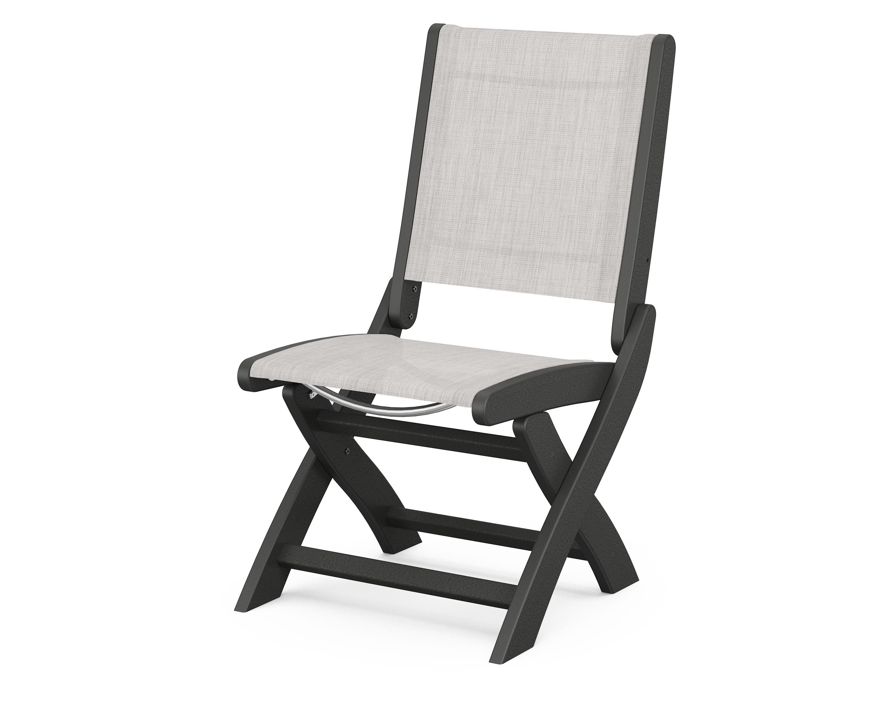 POLYWOOD® Coastal Folding Side Chair in Black / Parchment Sling