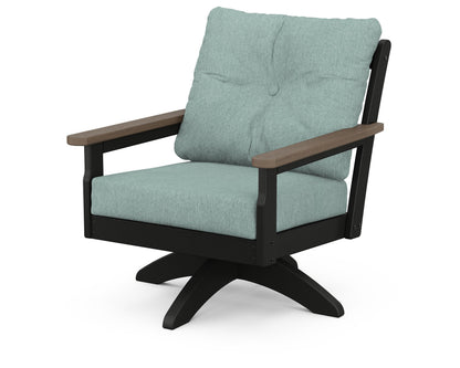 POLYWOOD® Vineyard Deep Seating Swivel Chair in Black / Kona / Glacier Spa