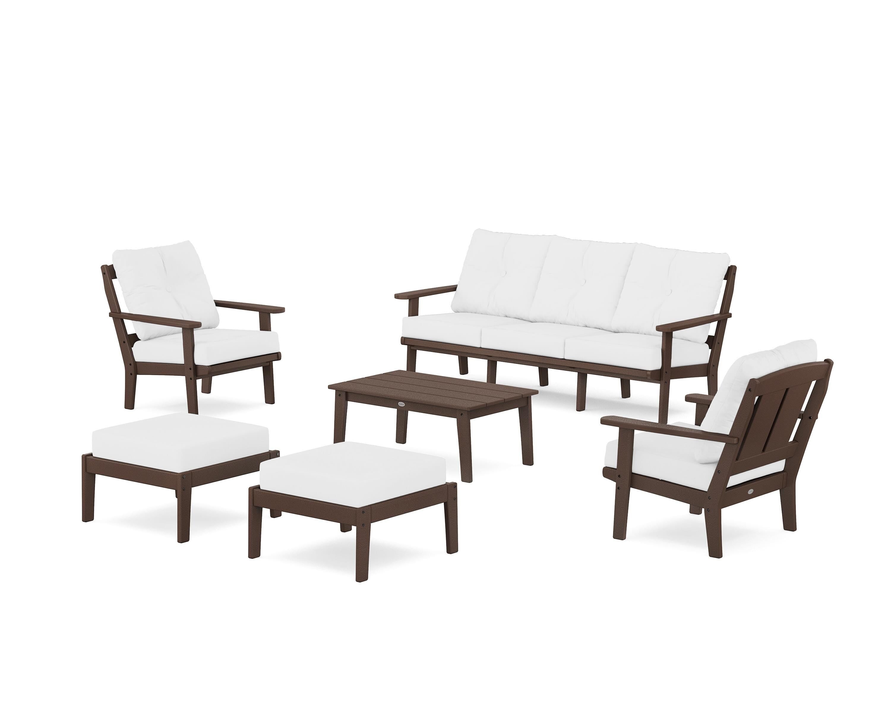 POLYWOOD® Mission 6-Piece Lounge Sofa Set in Mahogany / Natural