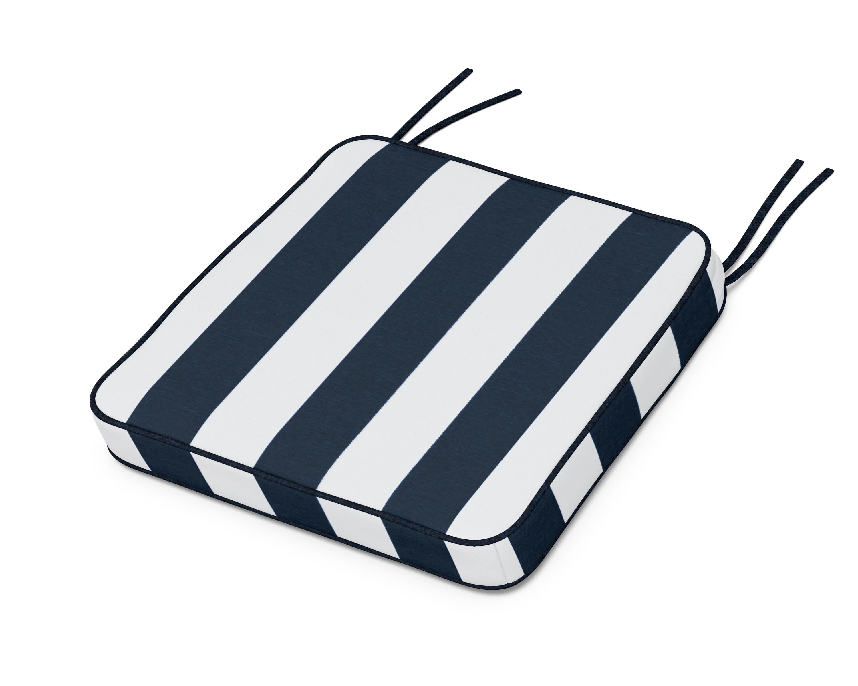 Martha Stewart by POLYWOOD® Chinoiserie Side Chair Seat Cushion in Cabana Stripe Marine Indigo