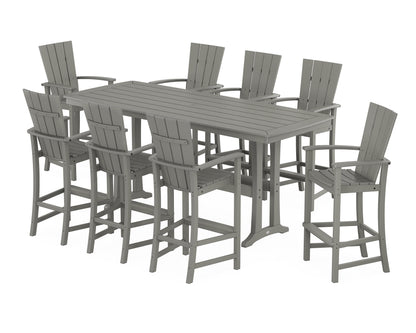 POLYWOOD® Quattro Adirondack 9-Piece Bar Set with Trestle Legs in Slate Grey